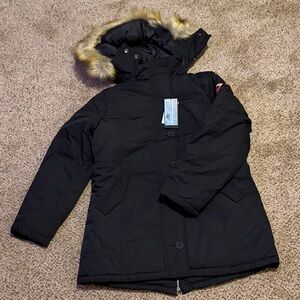 NWT Black Spire by Galaxy Parka with Fur Trim Hood